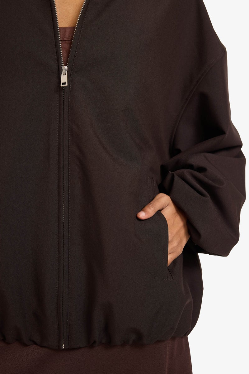 DeFacto Brown Woman Zip-Up Taffeta Jacket Casual - Image 4